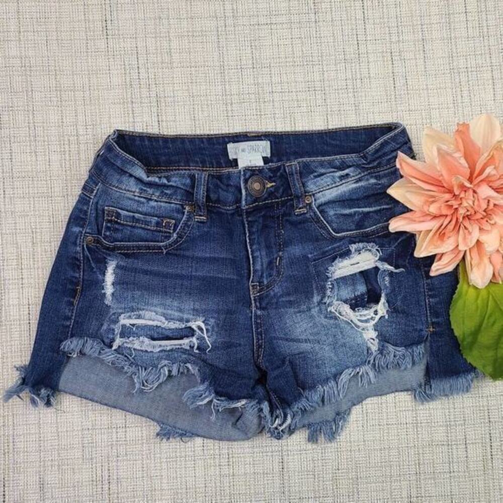5/$25 Sky & Sparrow Jean Shorts Womens Size 0‎ Blue Distressed Cut Off Denim